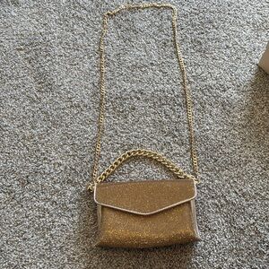 Olga Berg rhinestone gold clutch
